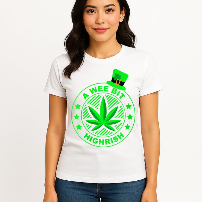 A Wee Bit Highrish Funny 420 Weed Marijuana St Patricks Day Vneck Womens T-Shirt