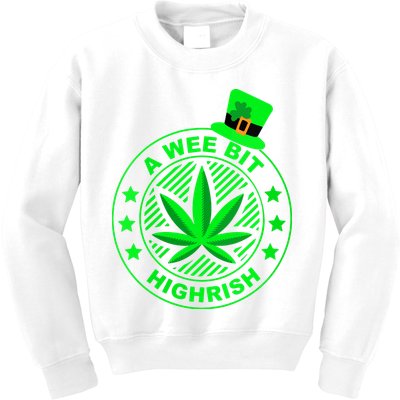 A Wee Bit Highrish Funny 420 Weed Marijuana St Patricks Day Vneck Kids Sweatshirt
