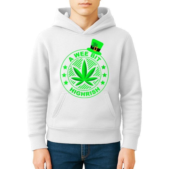 A Wee Bit Highrish Funny 420 Weed Marijuana St Patricks Day Vneck Kids Hoodie