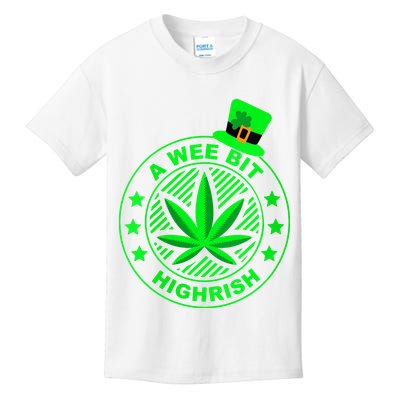 A Wee Bit Highrish Funny 420 Weed Marijuana St Patricks Day Vneck Kids T-Shirt