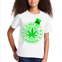 A Wee Bit Highrish Funny 420 Weed Marijuana St Patricks Day Vneck Kids T-Shirt