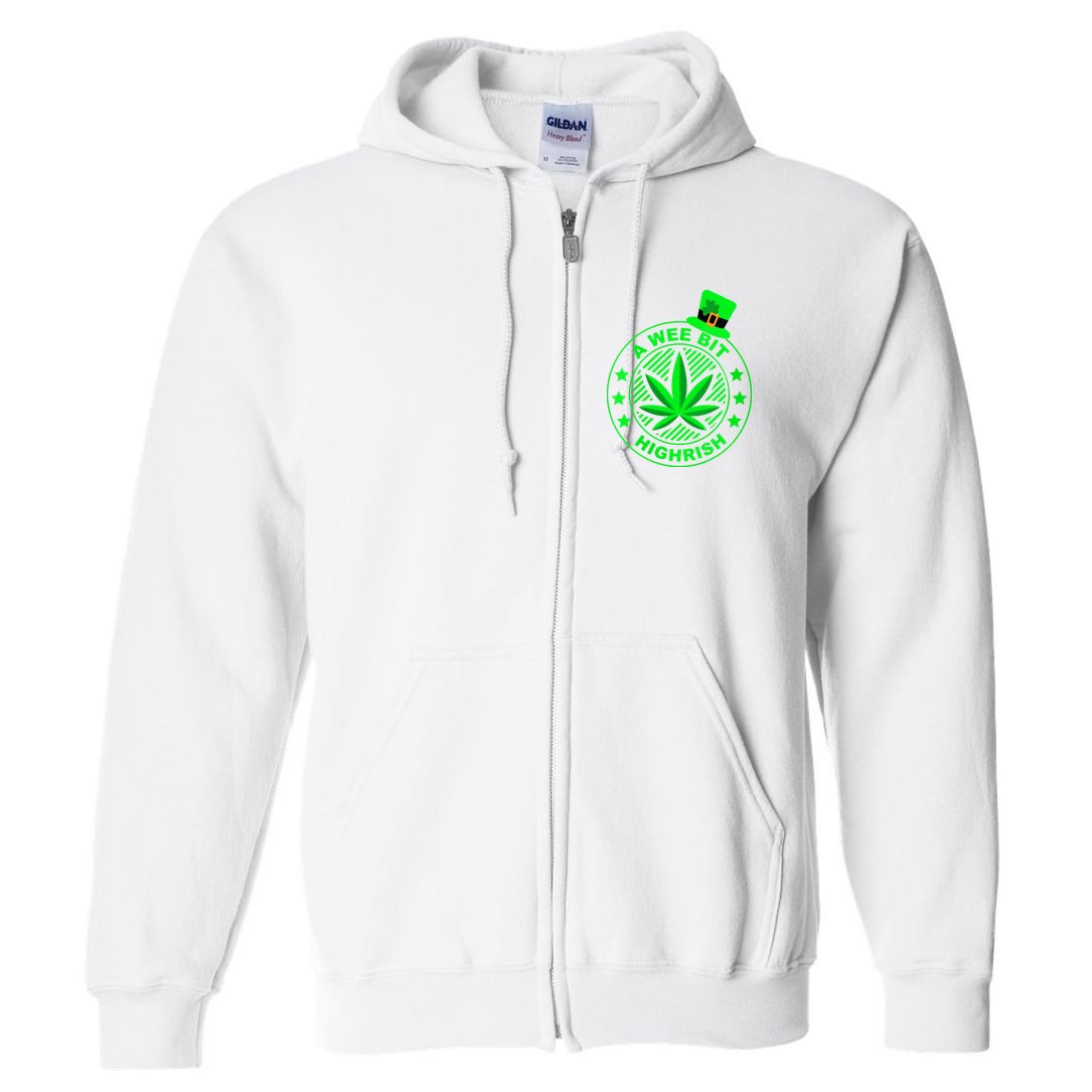 A Wee Bit Highrish Funny 420 Weed Marijuana St Patricks Day Vneck Full Zip Hoodie