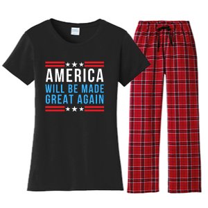 America Will Be Made Great Again, Trump He'll Be Back 2024 Women's Flannel Pajama Set