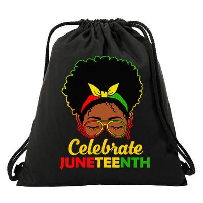 Afro Woman Black Queen African American Women Juneteenth Drawstring Bag