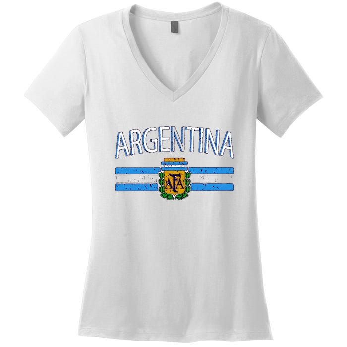 Argentina World Champion Football For Lover Gift Trending Women's V-Neck T-Shirt