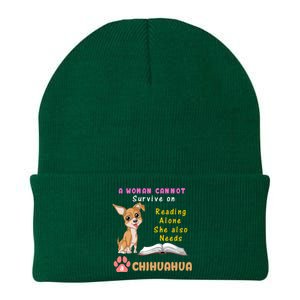 A Woman Cannot Survive On Reading Alone She Also Needs A Chihuahua Knit Cap Winter Beanie