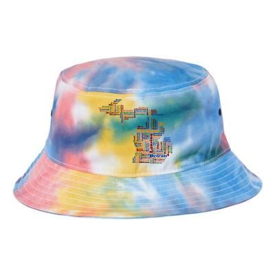 Abstract Word Cloud Map Of Michigan State Tie Dye Newport Bucket Hat