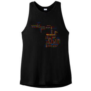 Abstract Word Cloud Map Of Michigan State Ladies PosiCharge Tri-Blend Wicking Tank