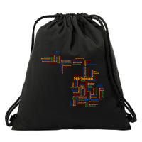 Abstract Word Cloud Map Of Michigan State Drawstring Bag