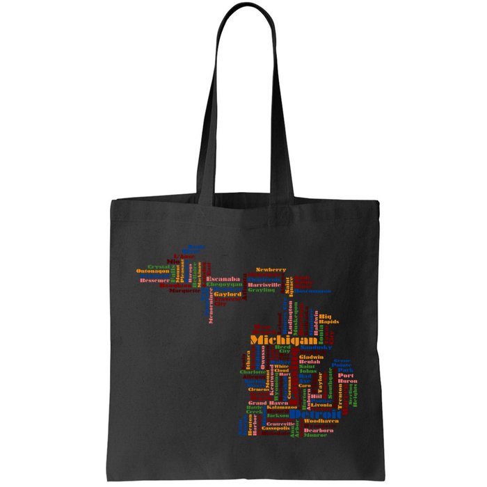 Abstract Word Cloud Map Of Michigan State Bag