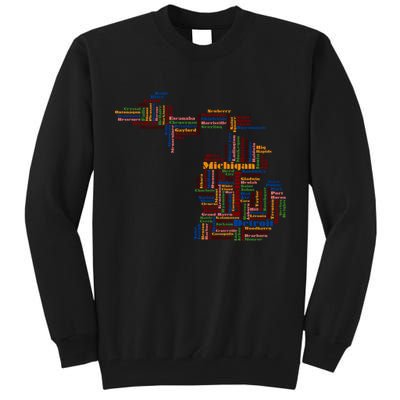 Abstract Word Cloud Map Of Michigan State Tall Sweatshirt