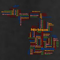 Abstract Word Cloud Map Of Michigan State 25L Jumbo Tote