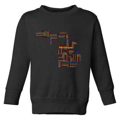 Abstract Word Cloud Map Of Michigan State Toddler Sweatshirt
