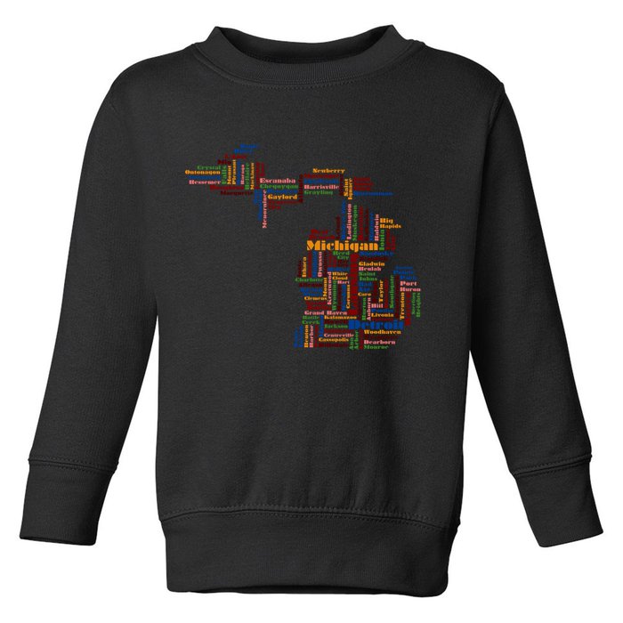 Abstract Word Cloud Map Of Michigan State Toddler Sweatshirt