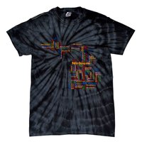 Abstract Word Cloud Map Of Michigan State Tie-Dye T-Shirt
