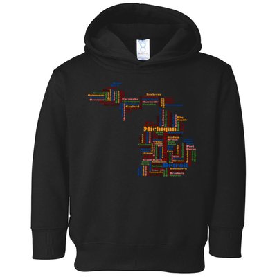 Abstract Word Cloud Map Of Michigan State Toddler Hoodie