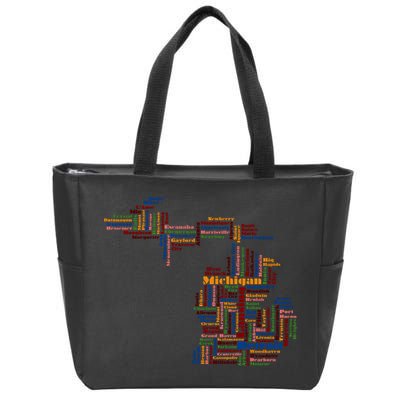 Abstract Word Cloud Map Of Michigan State Zip Tote Bag