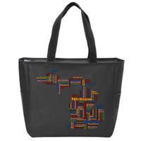 Abstract Word Cloud Map Of Michigan State Zip Tote Bag