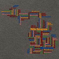 Abstract Word Cloud Map Of Michigan State Cotton Canvas Backpack