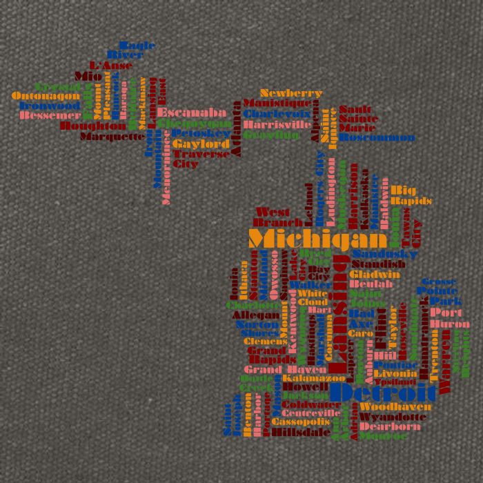 Abstract Word Cloud Map Of Michigan State Cotton Canvas Backpack