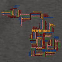 Abstract Word Cloud Map Of Michigan State Vector Backpack