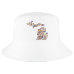 Abstract Word Cloud Map Of Michigan State Cool Comfort Performance Bucket Hat