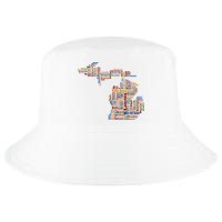 Abstract Word Cloud Map Of Michigan State Cool Comfort Performance Bucket Hat