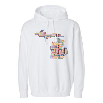 Abstract Word Cloud Map Of Michigan State Garment-Dyed Fleece Hoodie