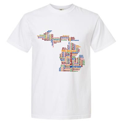 Abstract Word Cloud Map Of Michigan State Garment-Dyed Heavyweight T-Shirt