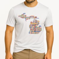 Abstract Word Cloud Map Of Michigan State Performance Shirt