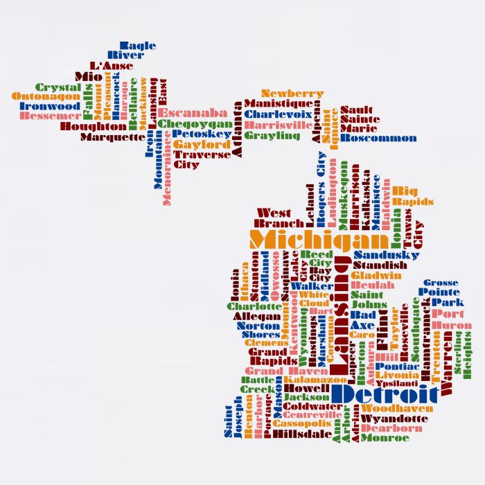 Abstract Word Cloud Map Of Michigan State Performance Shirt
