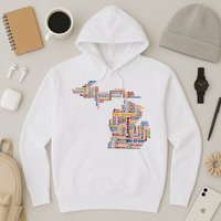 Abstract Word Cloud Map Of Michigan State Hoodie