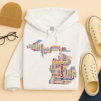Abstract Word Cloud Map Of Michigan State Hoodie