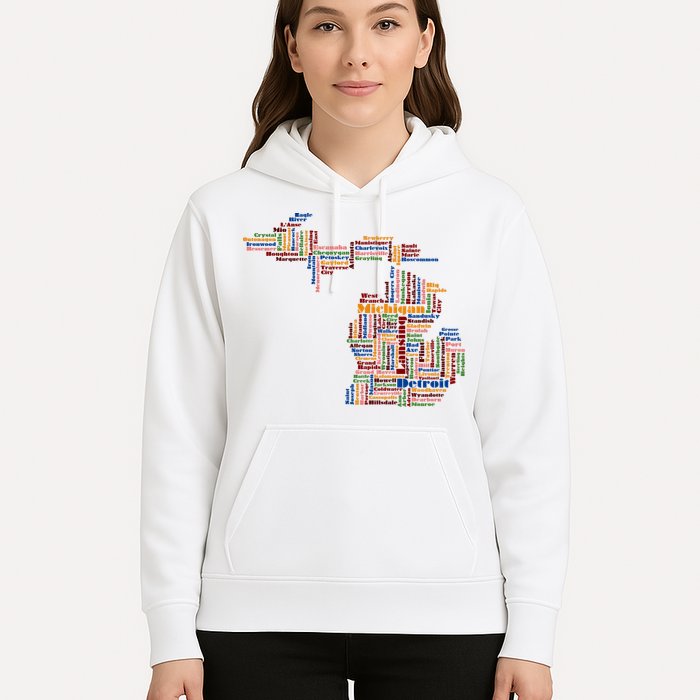 Abstract Word Cloud Map Of Michigan State Hoodie