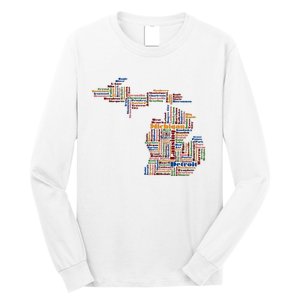 Abstract Word Cloud Map Of Michigan State Long Sleeve Shirt