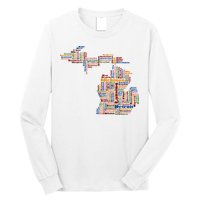 Abstract Word Cloud Map Of Michigan State Long Sleeve Shirt