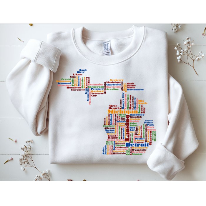 Abstract Word Cloud Map Of Michigan State Sweatshirt