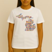 Abstract Word Cloud Map Of Michigan State T-Shirt
