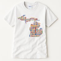 Abstract Word Cloud Map Of Michigan State Tall T-Shirt