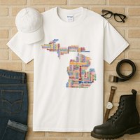 Abstract Word Cloud Map Of Michigan State Tall T-Shirt