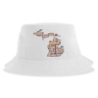 Abstract Word Cloud Map Of Michigan State Sustainable Bucket Hat