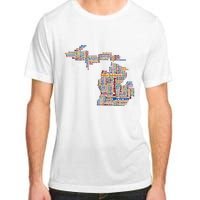 Abstract Word Cloud Map Of Michigan State Adult ChromaSoft Performance T-Shirt