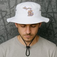 Abstract Word Cloud Map Of Michigan State Bucket Hat