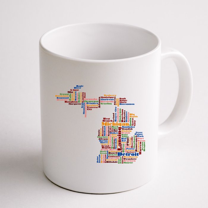 Abstract Word Cloud Map Of Michigan State Mug