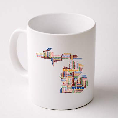 Abstract Word Cloud Map Of Michigan State Mug