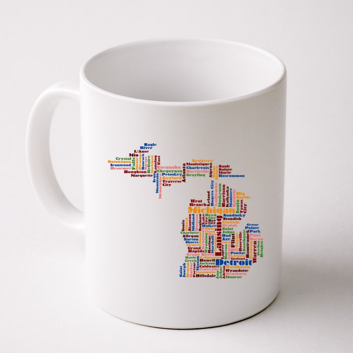 Abstract Word Cloud Map Of Michigan State Mug