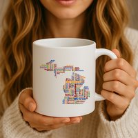 Abstract Word Cloud Map Of Michigan State Mug