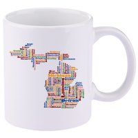 Abstract Word Cloud Map Of Michigan State 11oz C Handle Ceramic Mug