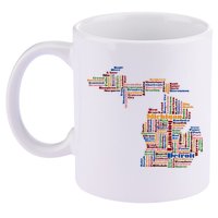 Abstract Word Cloud Map Of Michigan State 11oz C Handle Ceramic Mug