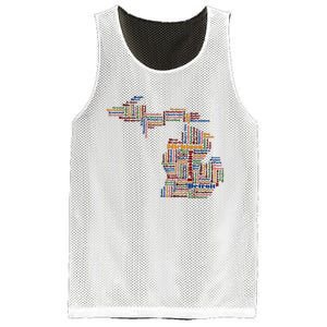 Abstract Word Cloud Map Of Michigan State Mesh Reversible Basketball Jersey Tank